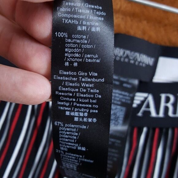 EMPORIO ARMANI Sleepwear Mens Medium Black Stripe Pajama PJs Set Cotton $155 - Picture 8 of 10